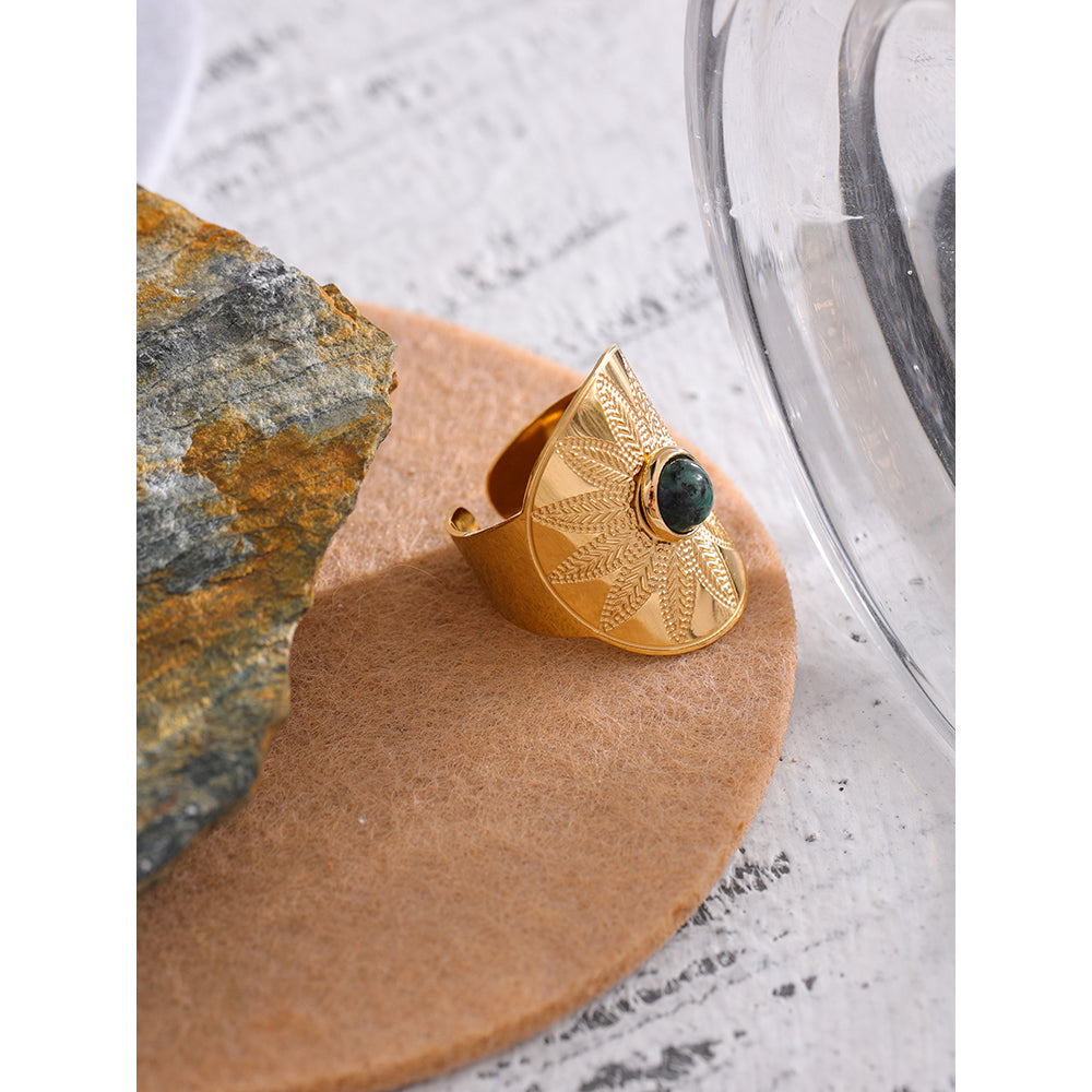 Dalia Gold Flower Ring in Natural Stone and 18k Gold Plating
