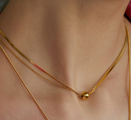 Cleo Snake Chain Layered Collar Necklace in 18k Gold Plating