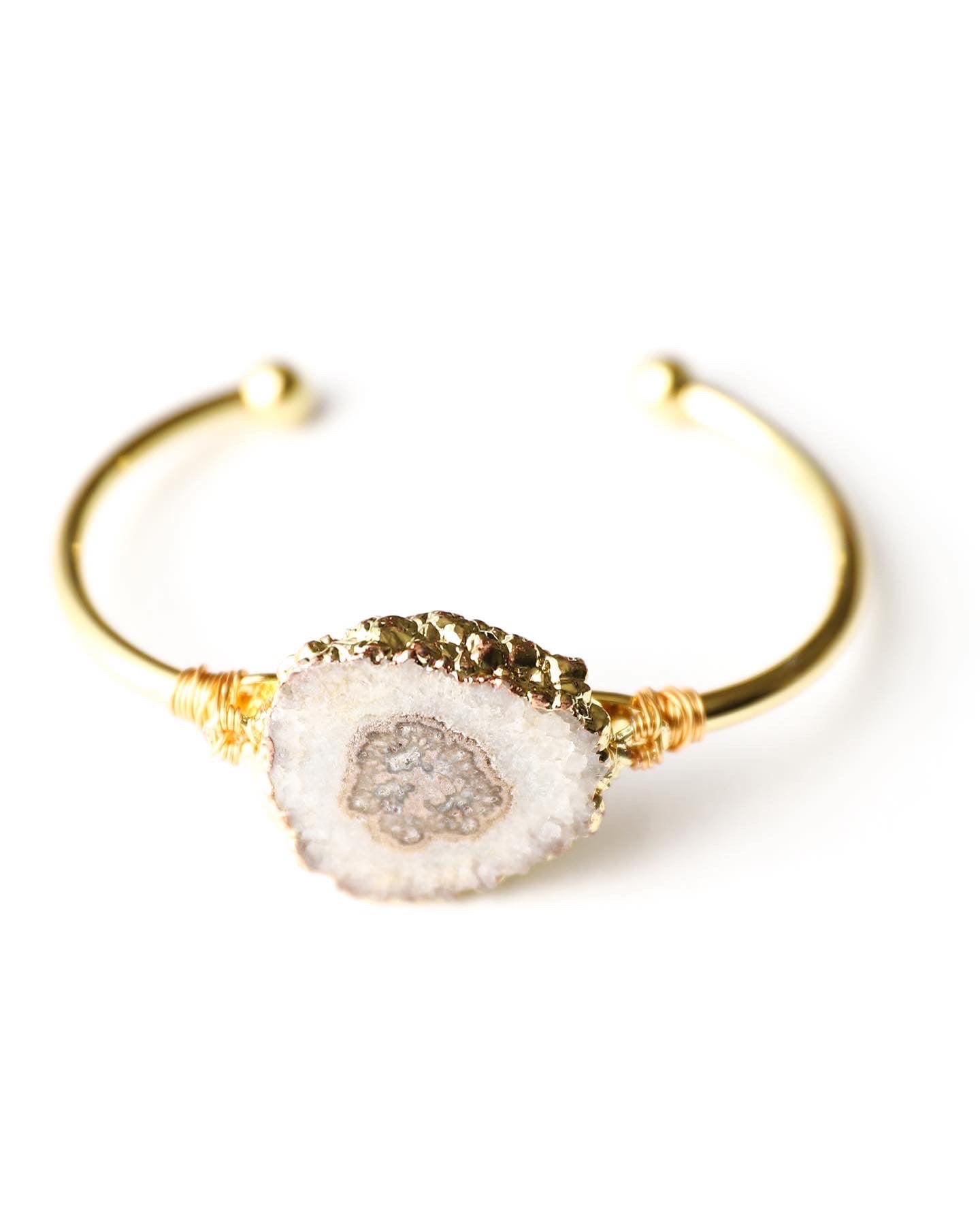 Siwa Bracelet in Druzy, Blue Kyanite, and 18k Gold Plating