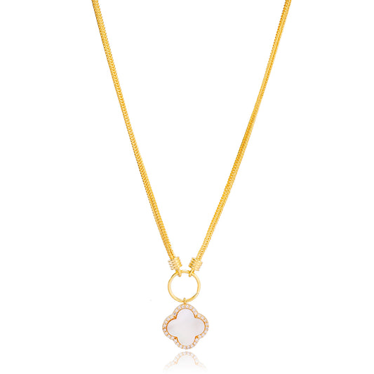 Shans Clover Mother-Of-Pearl Necklace in 16k Gold Vermeil