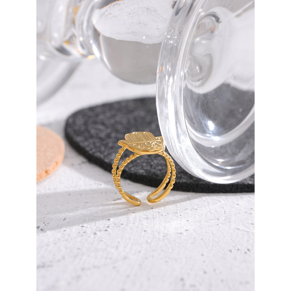 Hamsa Engraved Ring in 18k Gold Plating