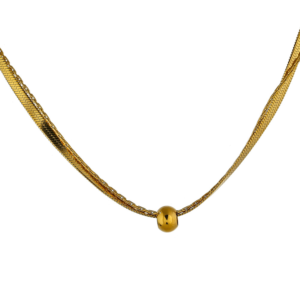 Cleo Snake Chain Layered Collar Necklace in 18k Gold Plating