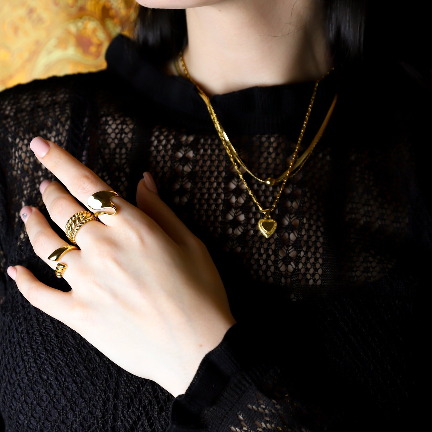 Zada Layered Rope Ring in 18k Gold Plating