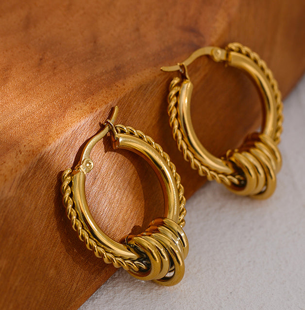 Sahar Rope Chain Hoop Earrings in 18k Gold Plating