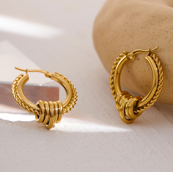 Sahar Rope Chain Hoop Earrings in 18k Gold Plating