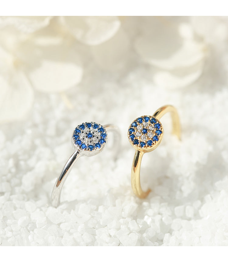 Jiya Evil Eye Ring in 16k Gold Vermeil or Platinum