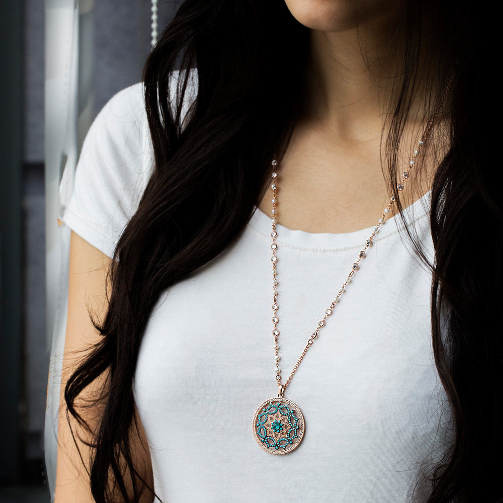 Mosaiq Pendant Necklace in 16K Rose Gold Vermeil