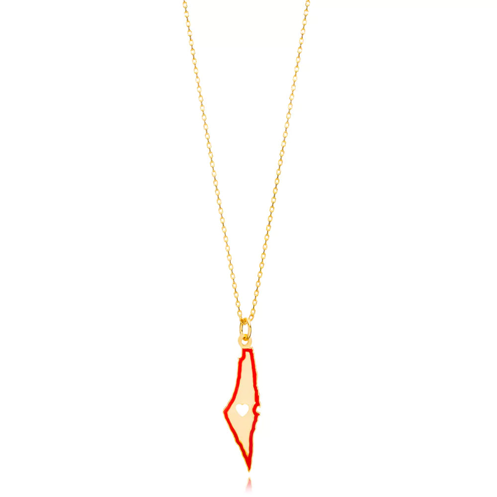 Love Palestine Necklace in 16k Gold Vermeil