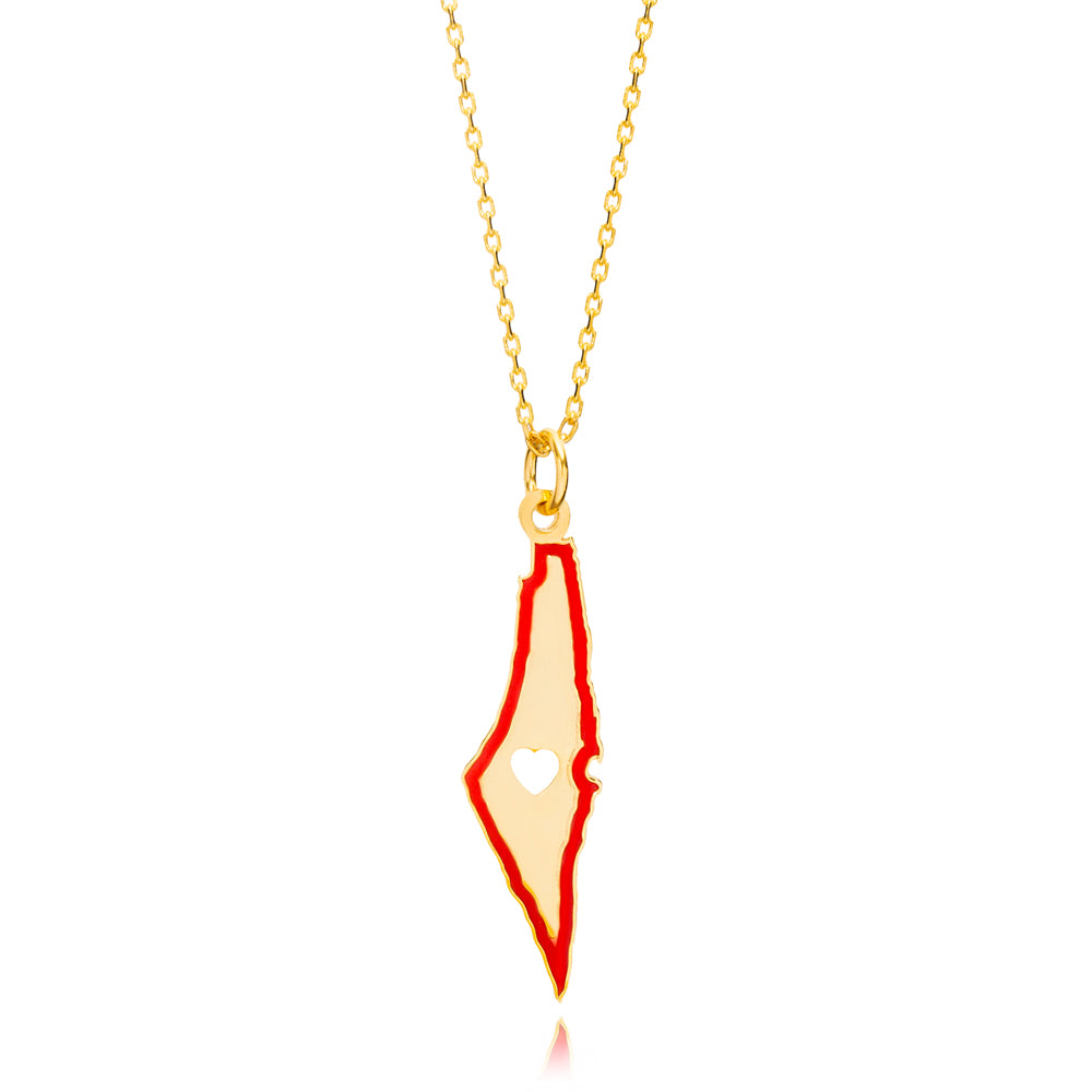 Love Palestine Necklace in 16k Gold Vermeil