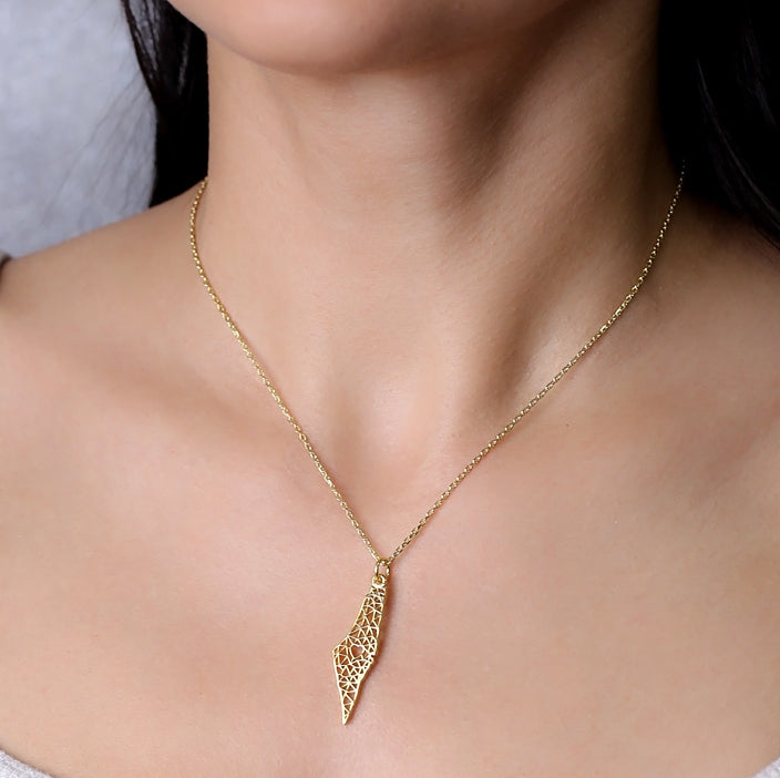 Love Palestine Necklace in 16k Gold Vermeil