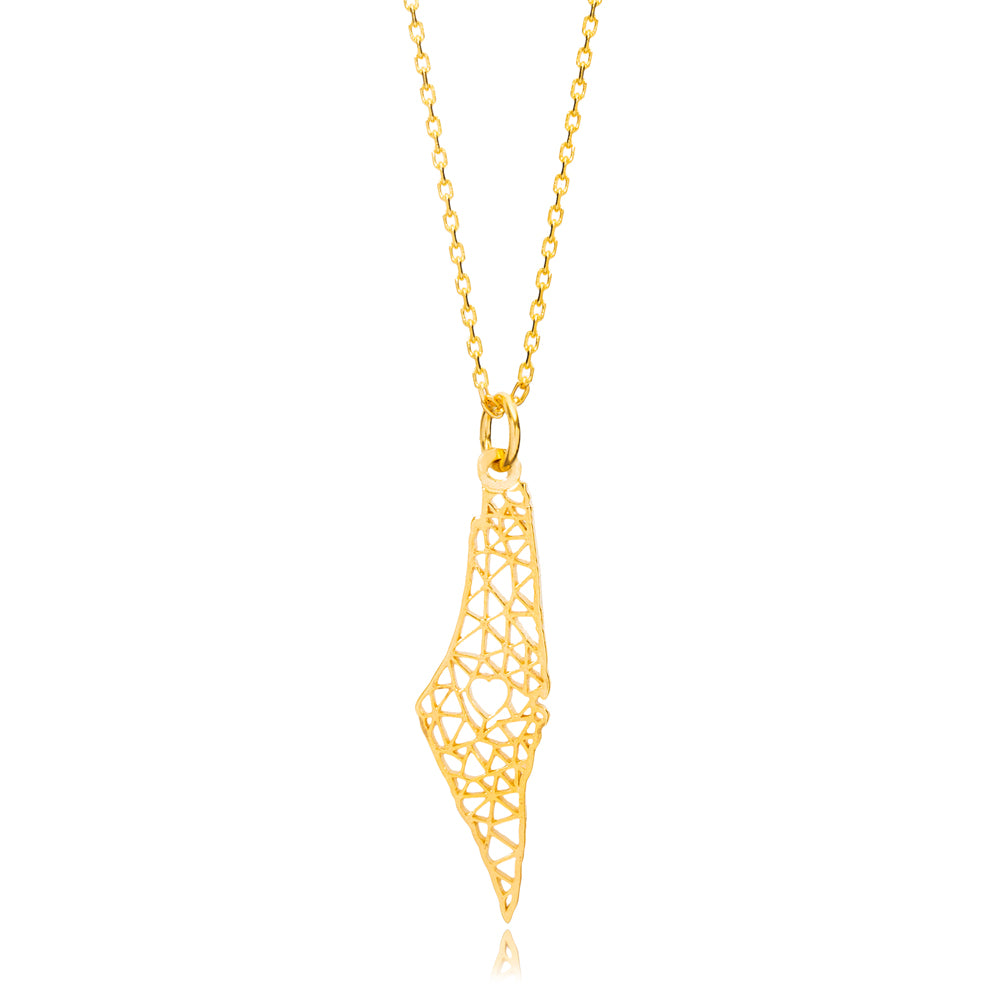 Love Palestine Necklace in 16k Gold Vermeil