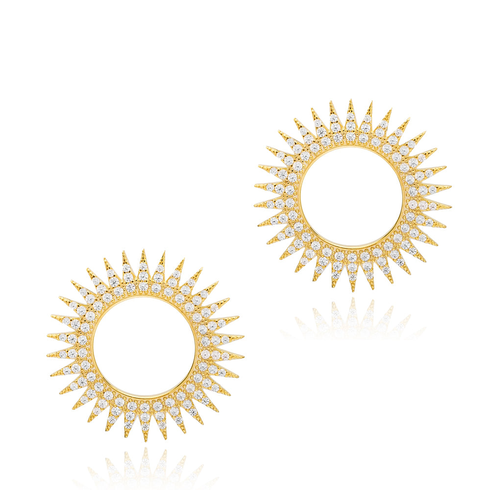 Soleil Pendant Earrings in 16K Gold Vermeil