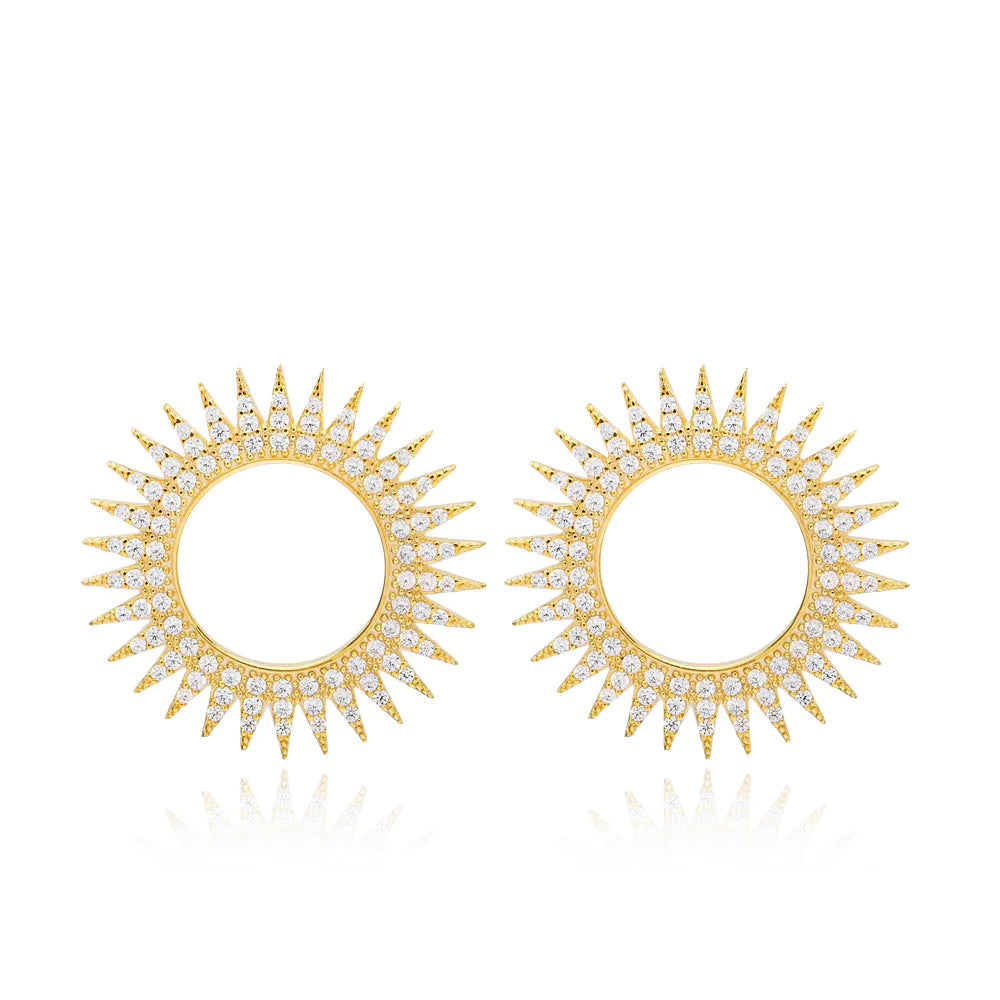 Soleil Pendant Earrings in 16K Gold Vermeil