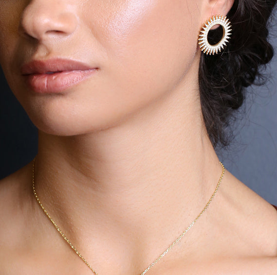 Soleil Pendant Earrings in 16K Gold Vermeil