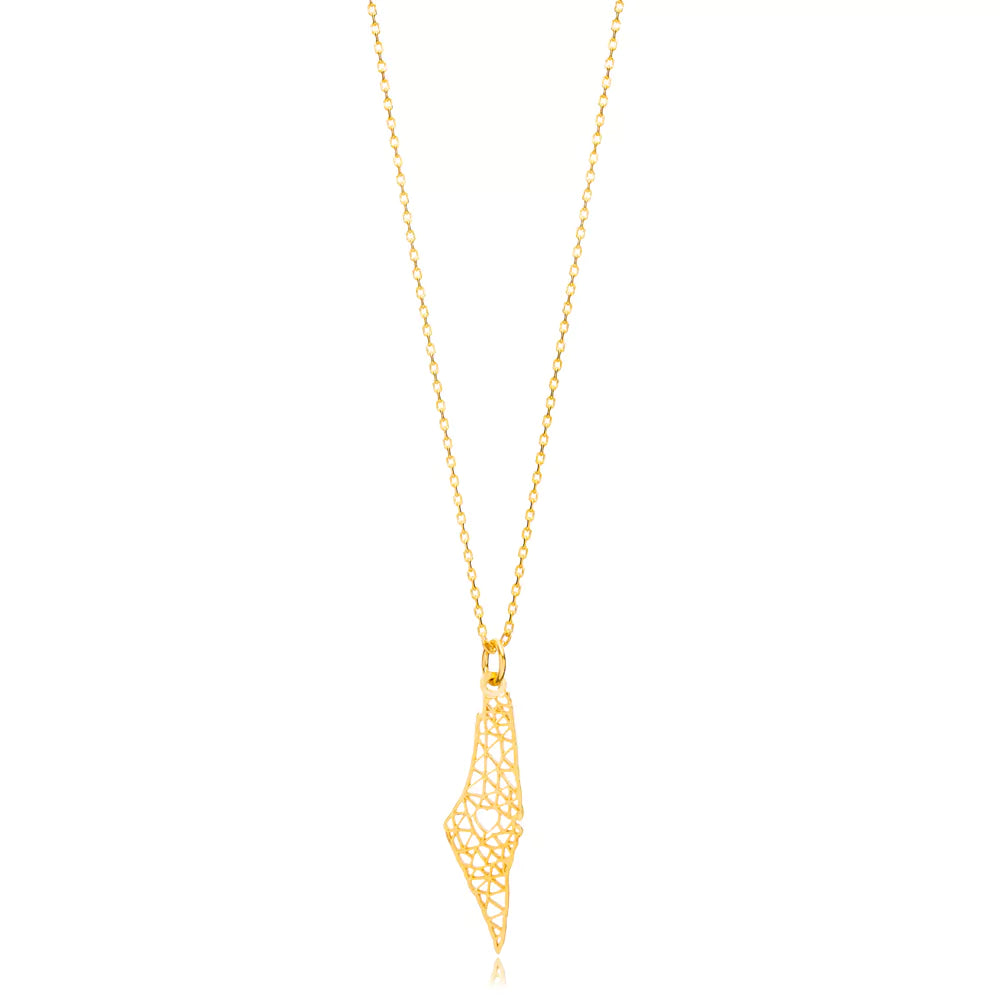 Love Palestine Necklace in 16k Gold Vermeil