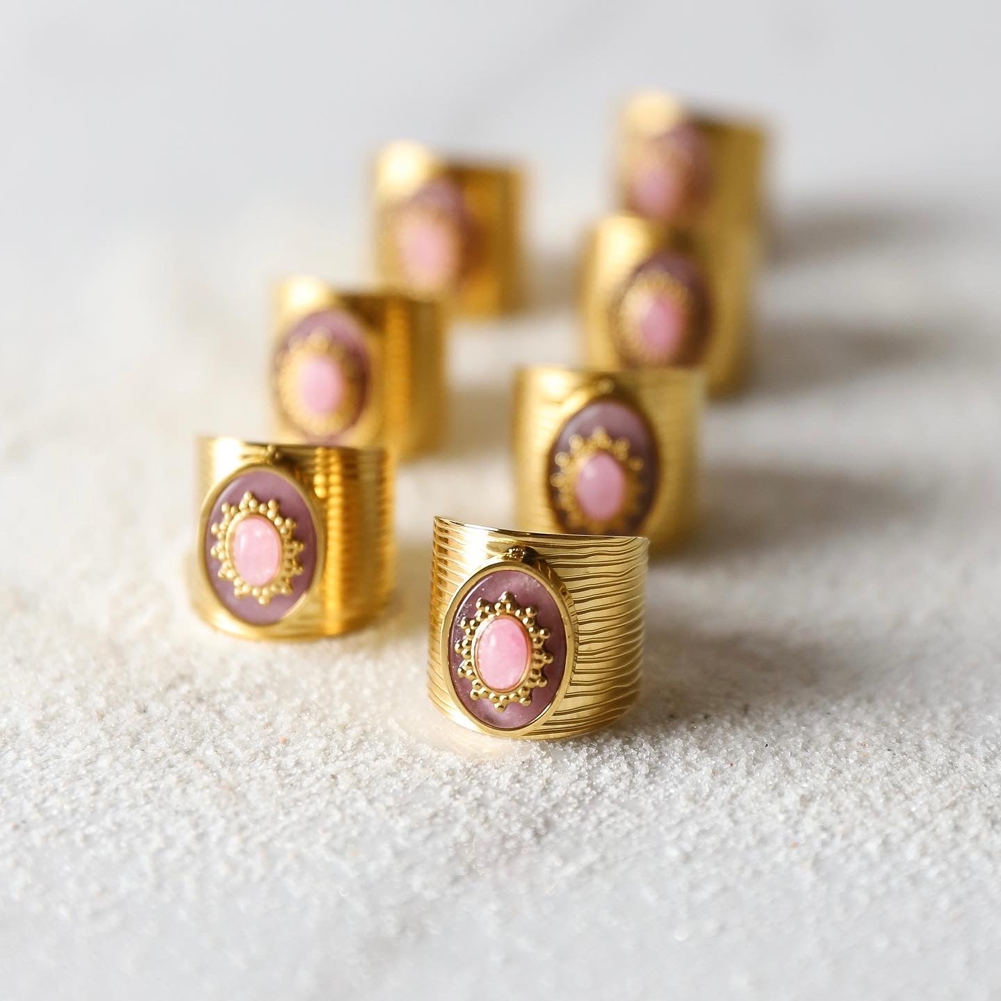 Zahri Ring in Pink Crystal and 18k Gold Plating