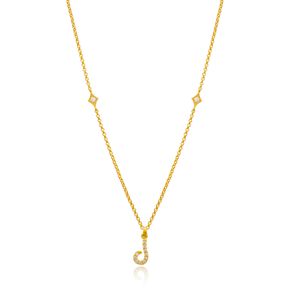 Alif Arabic Initial Necklace in 16k Gold Vermeil