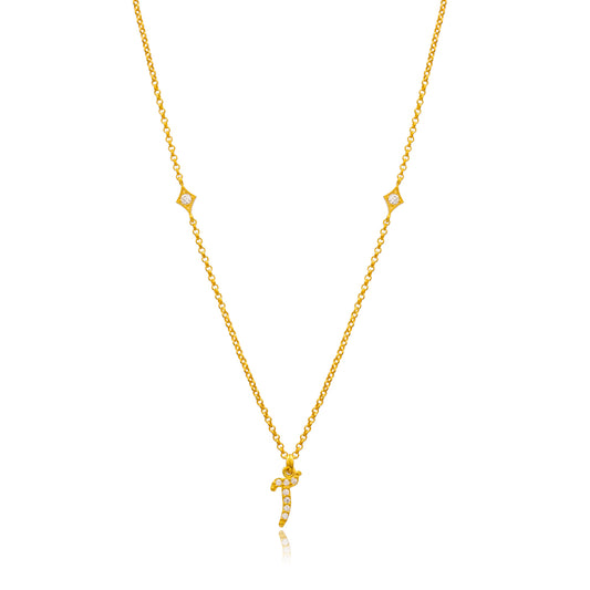 Alif Arabic Initial Necklace in 16k Gold Vermeil