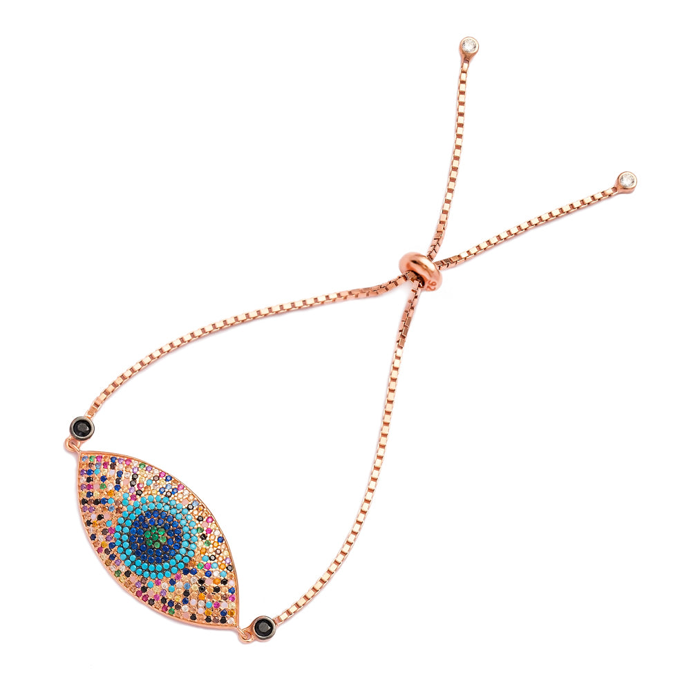 Noor Mosaic Eye Adjustable Bracelet in 16k Rose Gold Vermeil