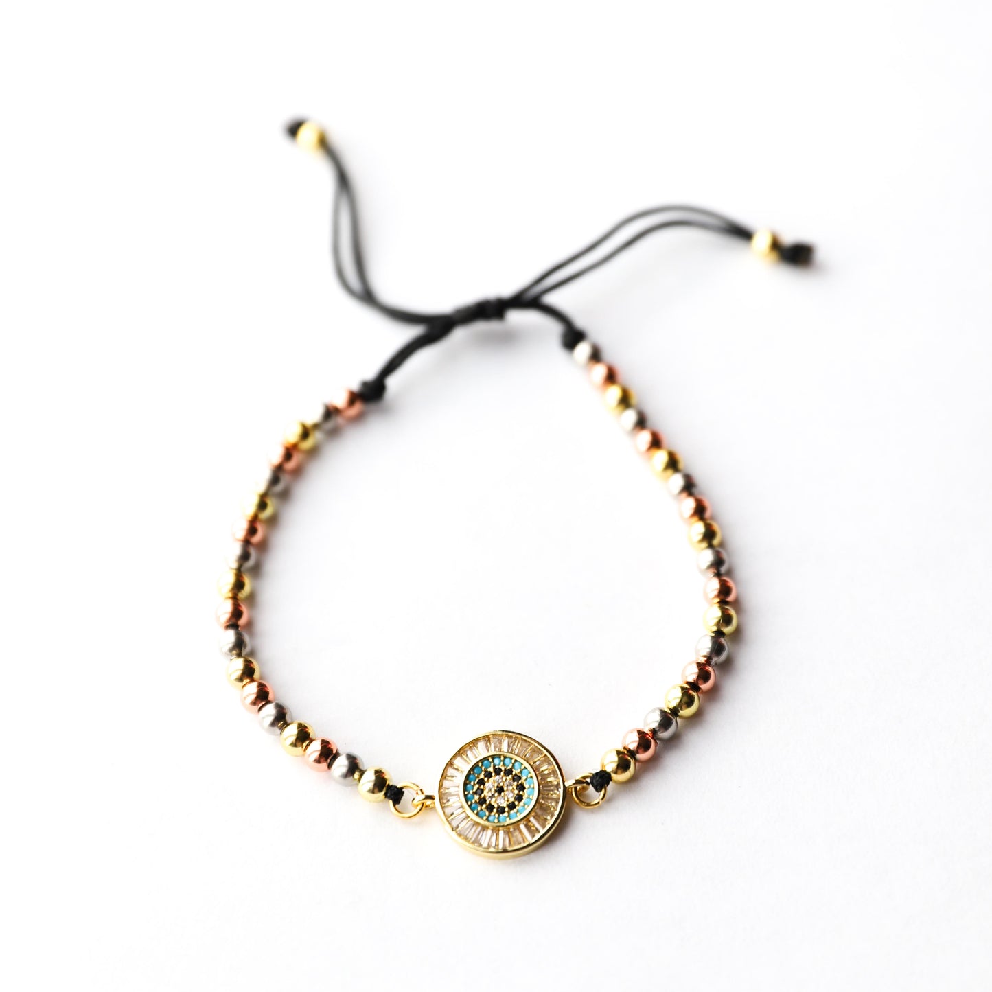 Adara Woven Cord Bracelet with Amulet Pendant in 18k Gold Plating