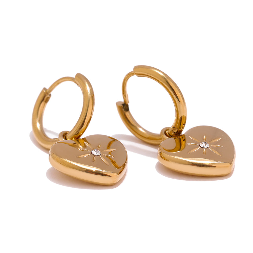 Asteri Northstar Heart Hoop Earrings in 18k Gold Plating