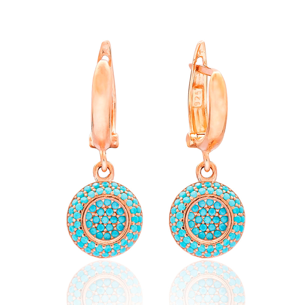 Mina Turquoise Dangle Earrings in 16k Rose Gold Vermeil