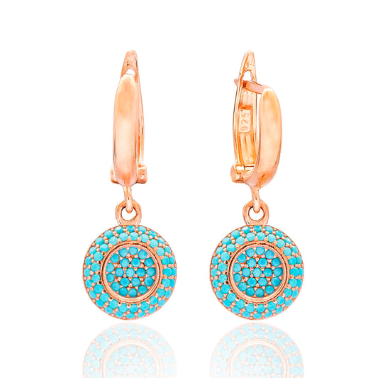 Mina Turquoise Dangle Earrings in 16k Rose Gold Vermeil