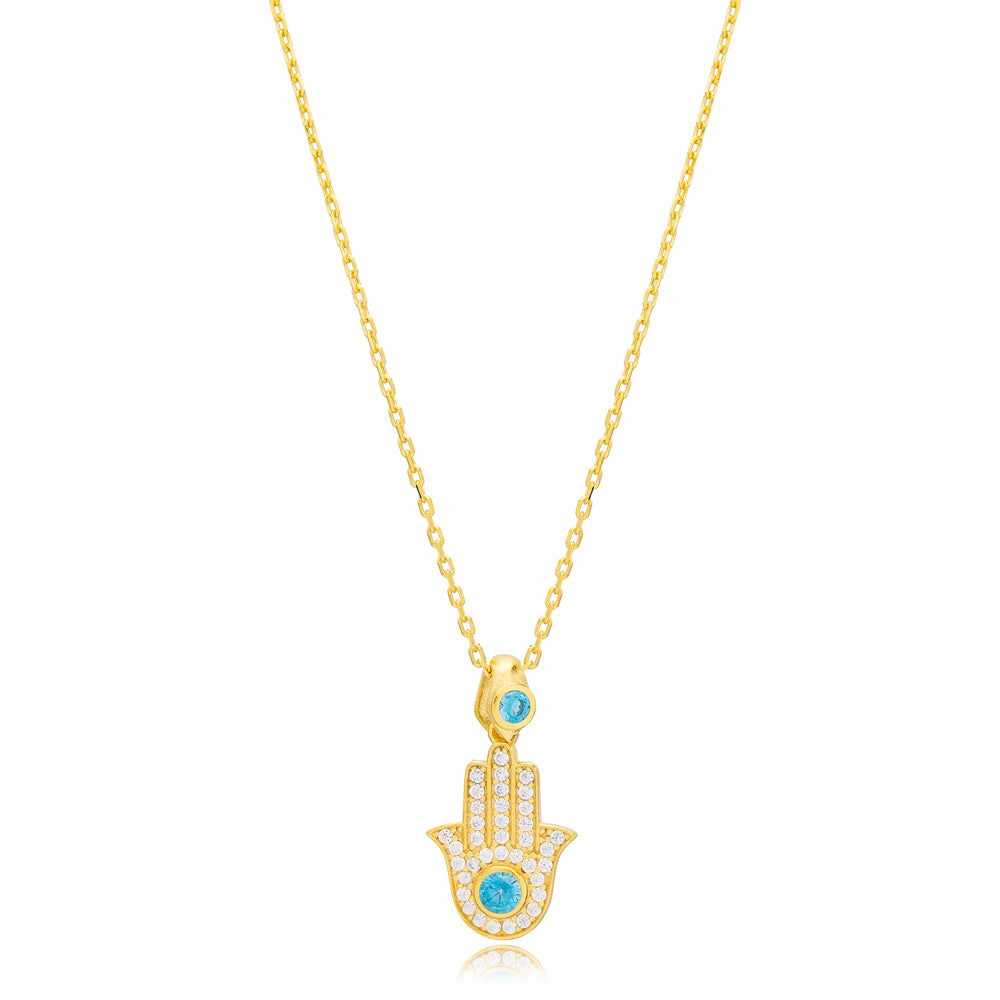 Selma Turquoise Hand Necklace in 16k Gold Vermeil