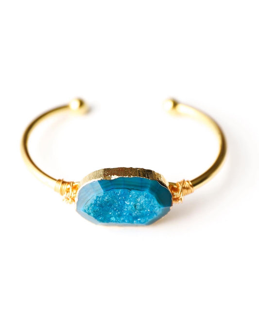 Siwa Bracelet in Druzy, Blue Kyanite, and 18k Gold Plating