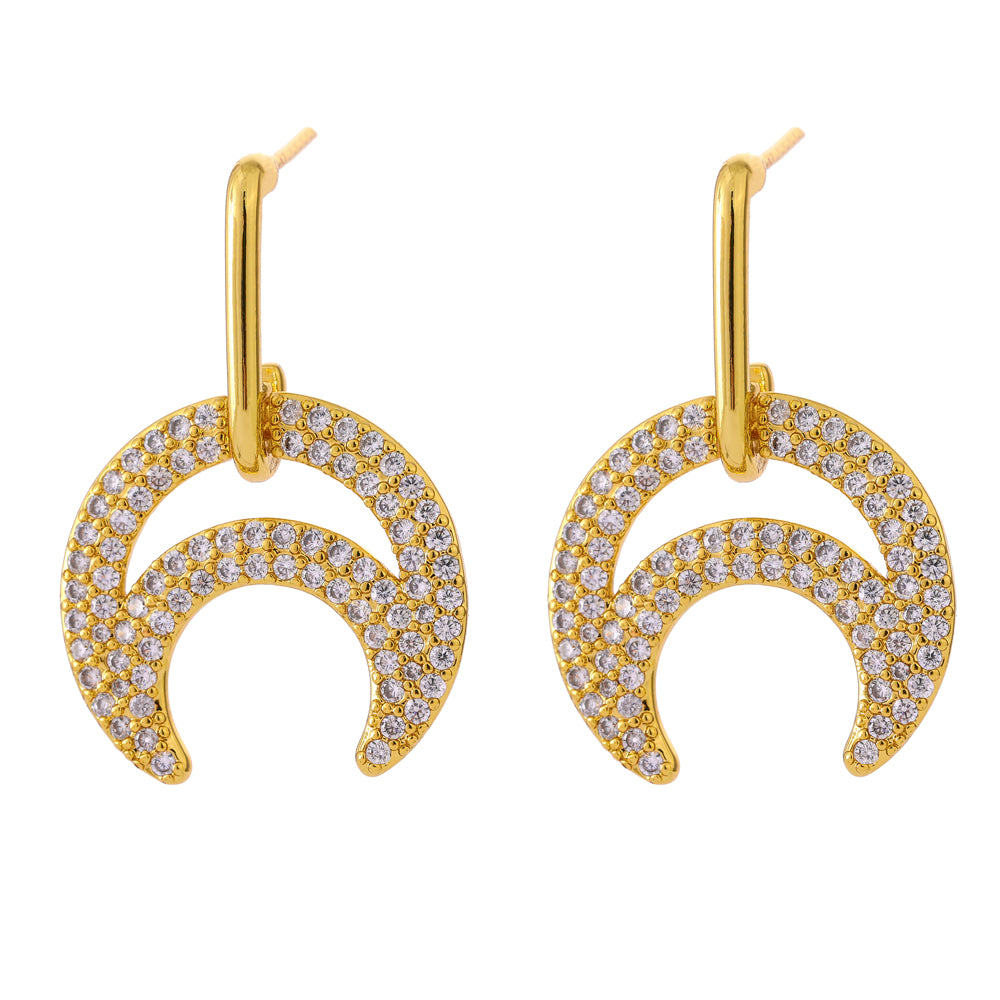 Roya Crescent Moon Earrings in 14k Gold Plating