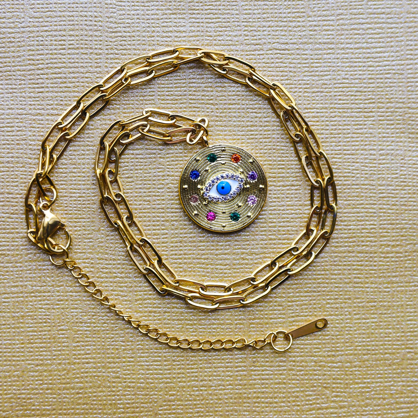 Tangier Evil Eye Necklace in 18k Gold Plating