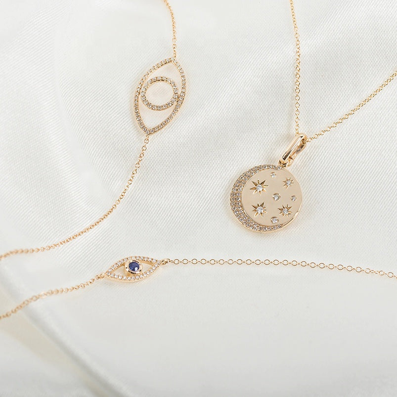 Hayal Moon and Stars Pendant Necklace in 18K Gold Vermeil