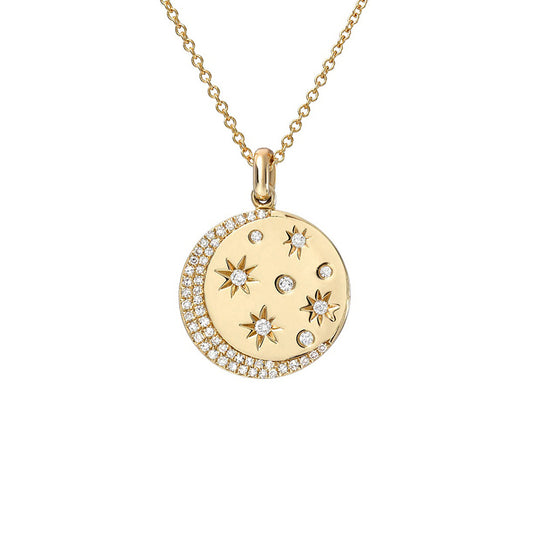 Hayal Moon and Stars Pendant Necklace in 18K Gold Vermeil