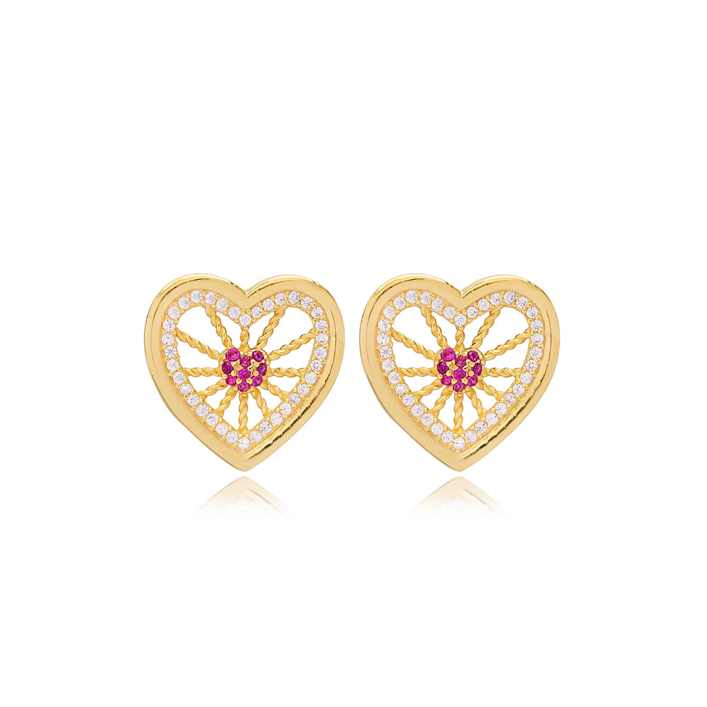 Amour Heart Shaped Earrings in 16k Gold Vermeil