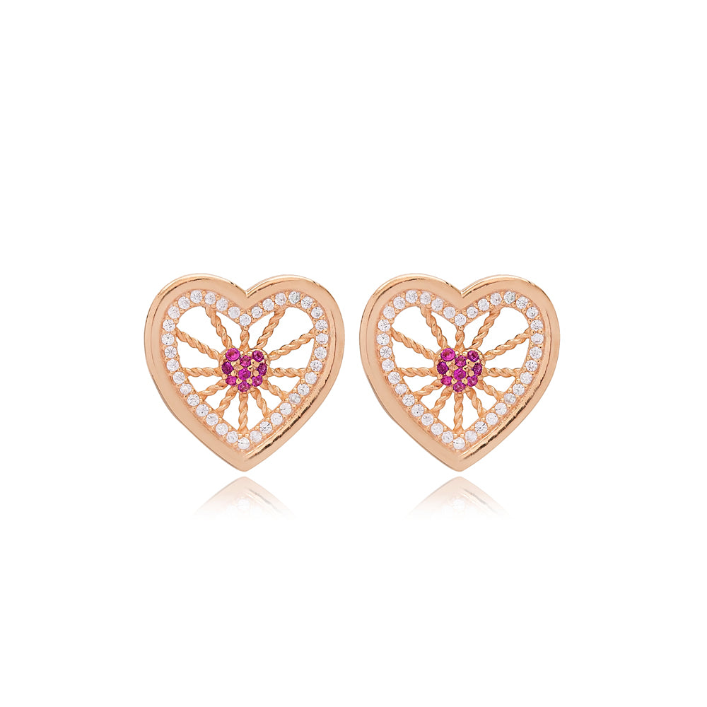 Amour Heart Shaped Earrings in 16k Gold Vermeil