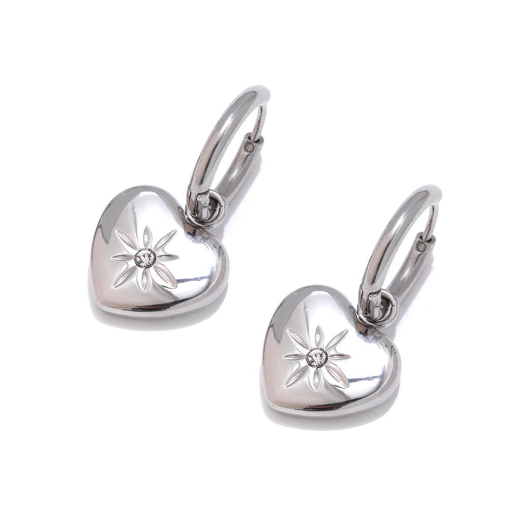 Asteri Northstar Heart Hoop Earrings in 18k Gold Plating