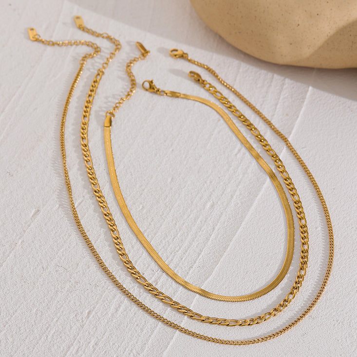 Thebes Set of Three Chain Necklaces in 18k Gold Plating