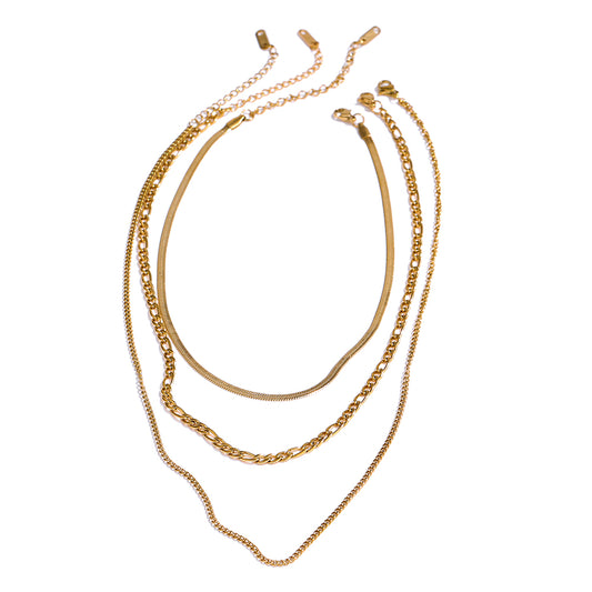 Thebes Set of Three Chain Necklaces in 18k Gold Plating