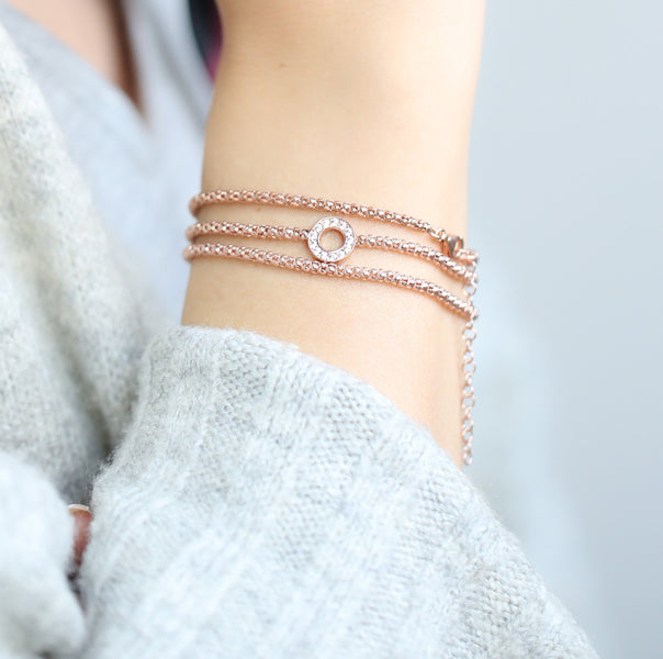 Selene Layered Bracelet in 16 Rose Gold Vermeil or Rhodium