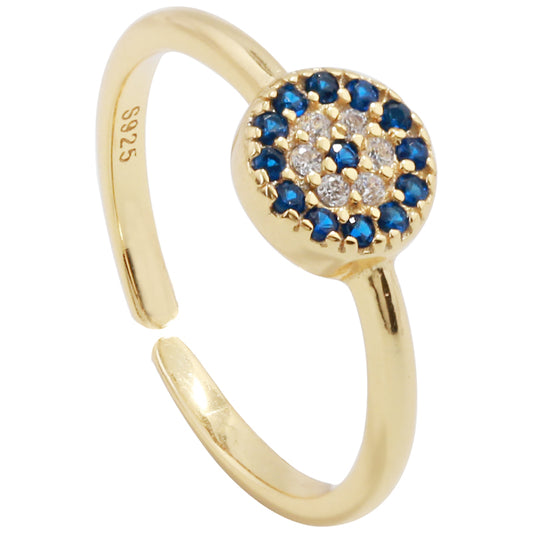 Jiya Evil Eye Ring in 16k Gold Vermeil or Platinum